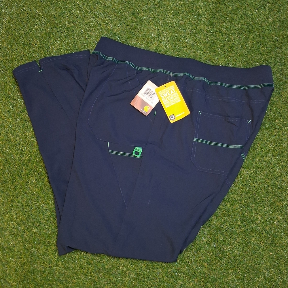 Carhartt Force Navy Scrubs Pants with Green Accents Nwt